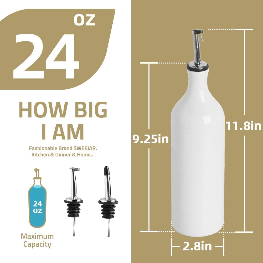 Sweejar Large Ceramic Olive Oil Dispenser Bottle, Opaque Oil Cruet Protects Oil to Reduce Oxidation, Storage Oil, Vinegar, Soy Sauce & Other Liquids, Pack of 1, 24 Fl Oz (Gradient Blue)