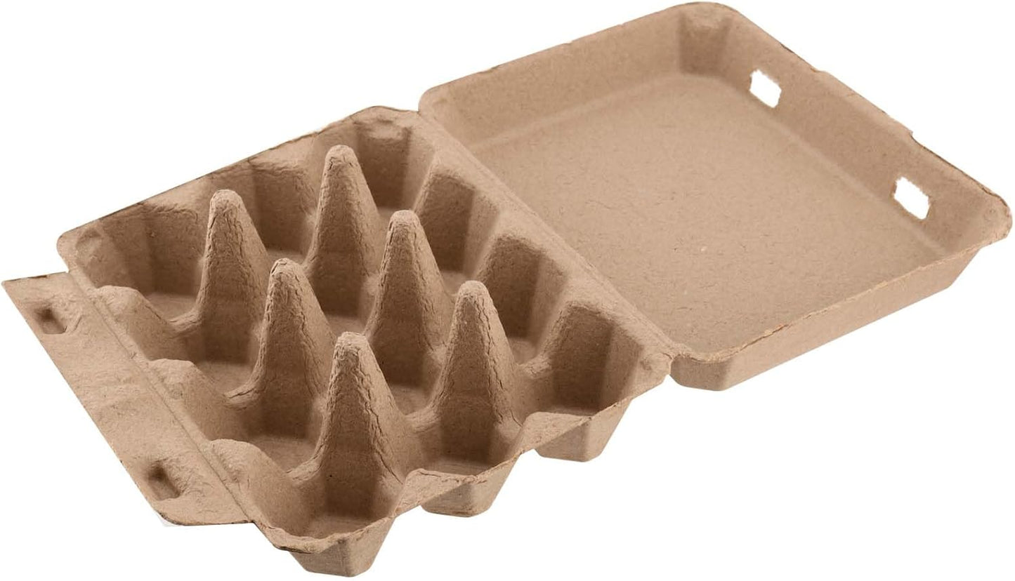 SEUNMUK 50 Pack 12 Cell Empty Egg Cartons,Brown Pulp Fiber Egg Tray Holder Stackable Egg Container holder with Lids for Storing Eggs 
