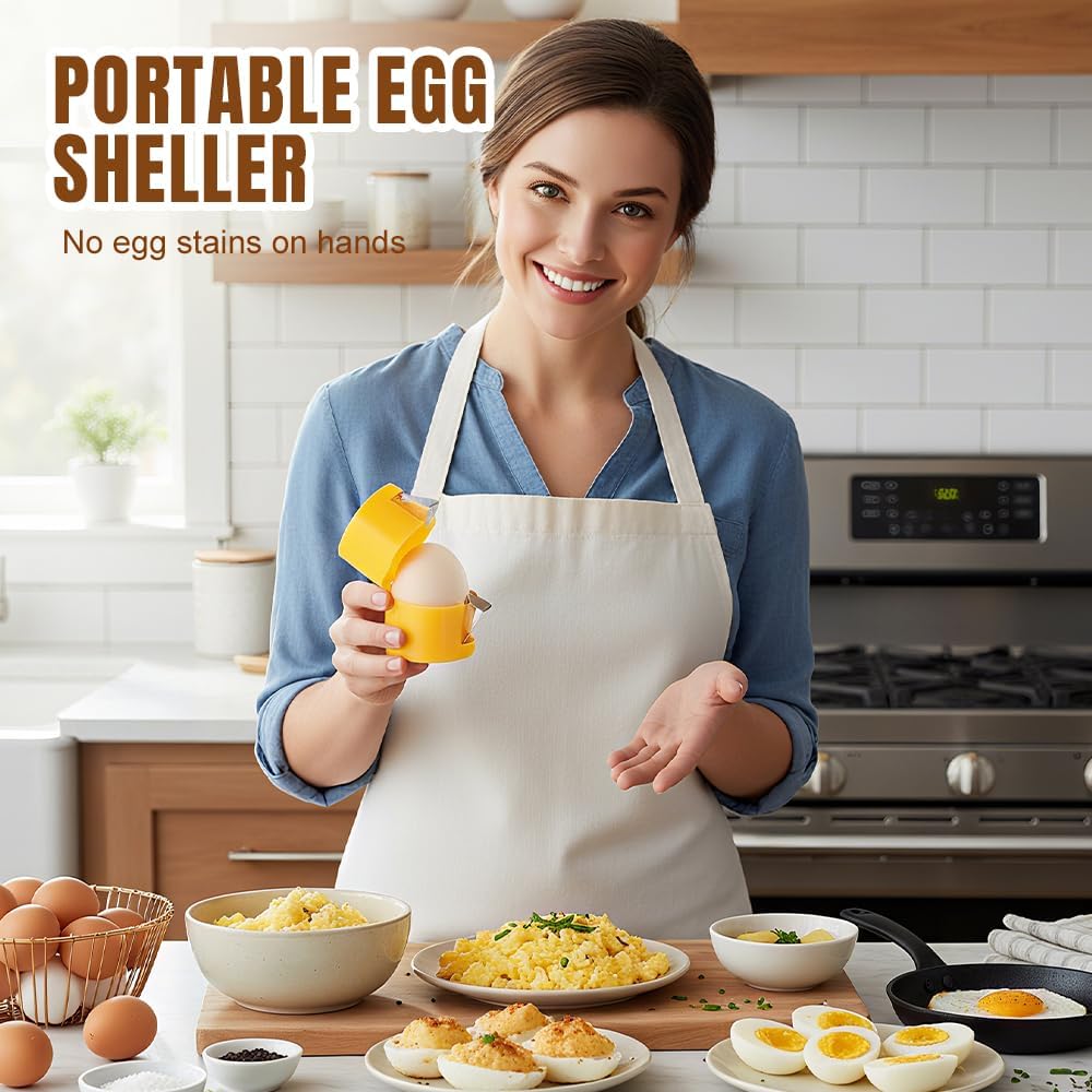 2026 New Egg opener, Egg Shell Separator for Raw Eggs Gadgets Cracker Tool, Upgrade Stainless Steel Egg Cutter Egg Cracker Tool Multifunctional Egg Cutter Multipack (4, Yellow)