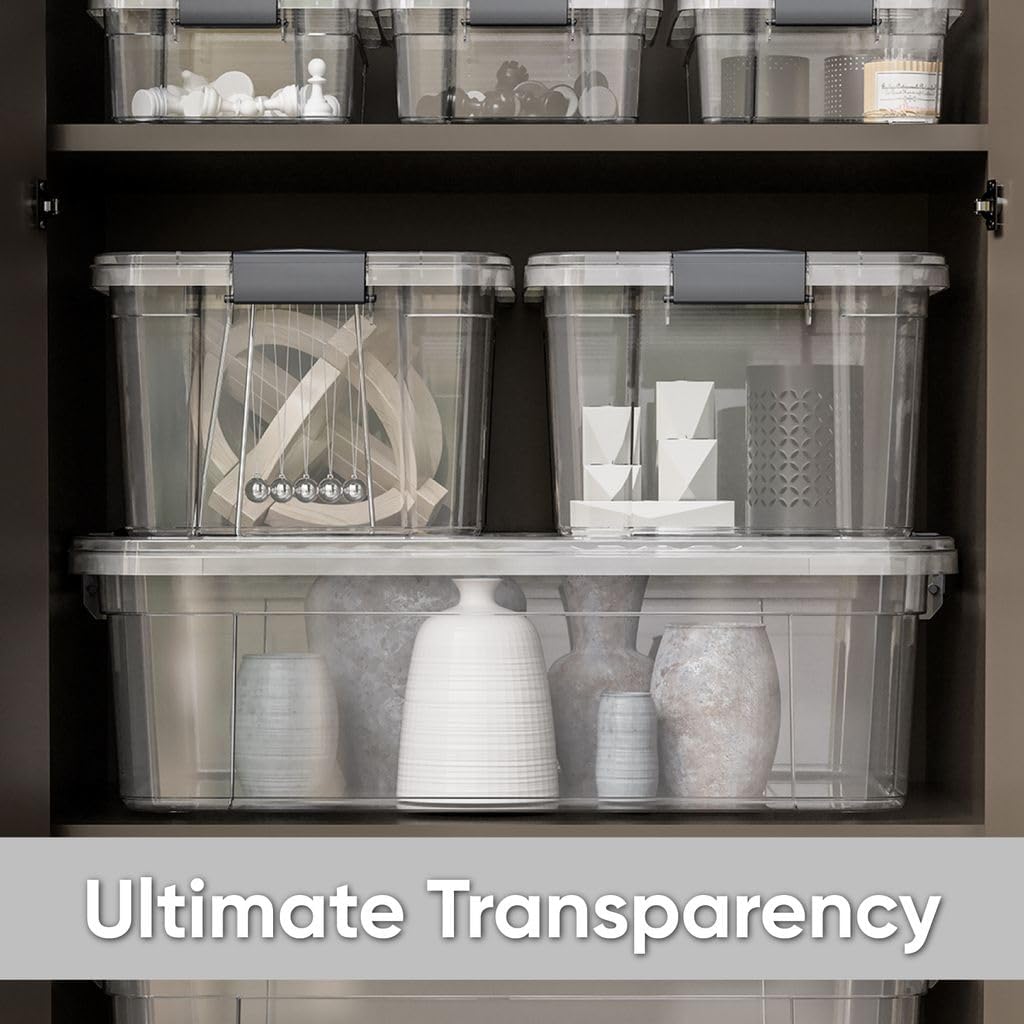 Superio Clear Storage Boxes with Lids, 8.75 Quart Plastic Container Bins for Organizing, Stackable Crates, BPA Free, Non Toxic, Odor Free, Organizers for Home, Office, School, and Dorm, 2 Pack