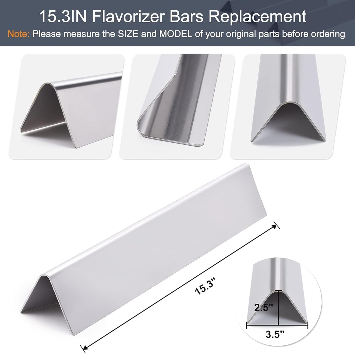 Criditpid Grill Replacement Parts for Weber Spirit I/II 200 with Front Control, 7635 Flavorizer Bars & 69785 Grill Burner Tubes Kit for Weber Spirit E210, E220, S210, S220 Grill, Stainless Steel.