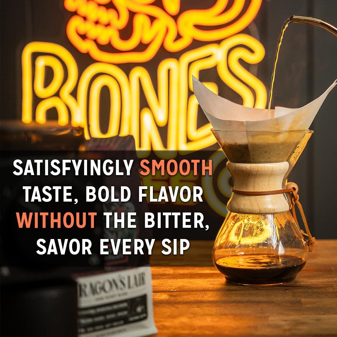 Bones Coffee Company Birthday Suit, Birthday Cake Flavored Coffee, Medium Roast Low Acid Arabica Beans Compatible with Auto drip and French Press Coffee Maker, 12 Oz Whole Bean