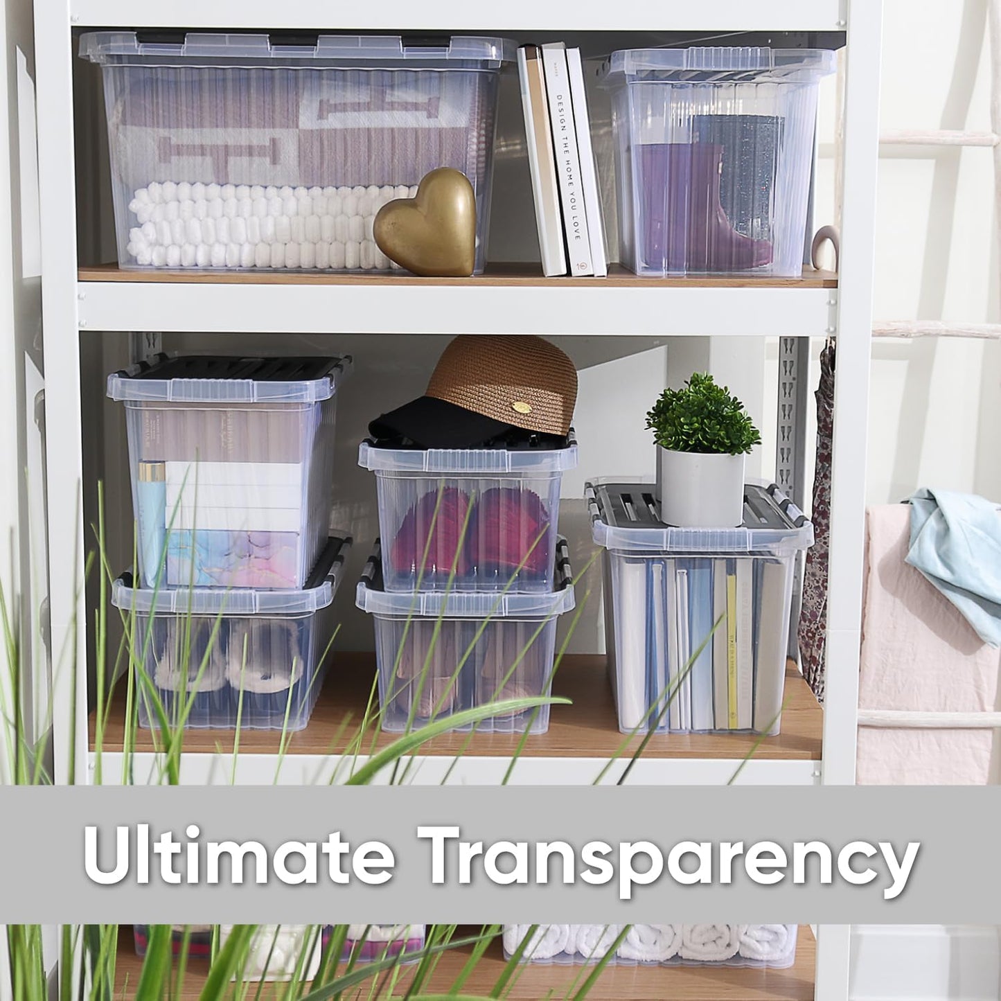 Superio Storage Bins with Lids, Clear Plastic Containers for Organizing, Stackable Totes, BPA Free, Odor Free, Organizer Boxes for Home, and Dorm (2 Pack, 15"x10"x7")