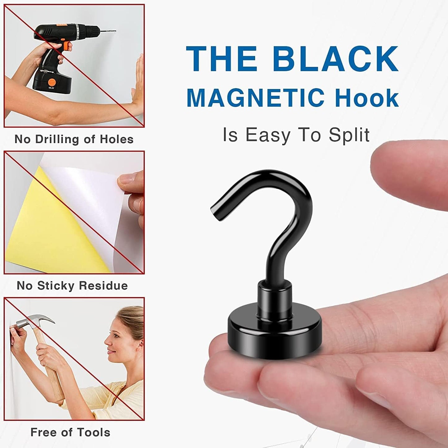 LOVIMAG Magnetic Hooks,30Lbs Magnets with Hooks for Cruise, Black Magnetic Hooks for Hanging, Fridge, Classroom, Refrigerator, Ceiling, Office, Kitchen. Grill, Garage-30Pack