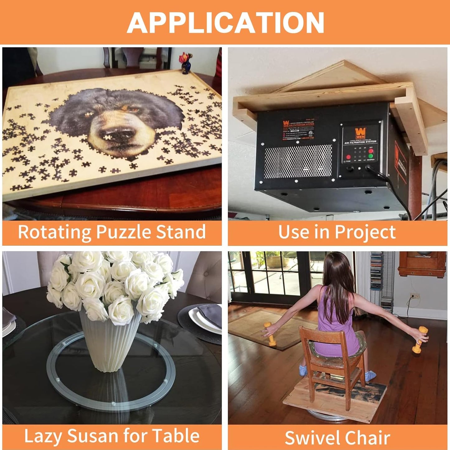 TamBee 24 Inch Lazy Susan Hardware Aluminum Bearing Metal Rotating Turntable Bearing Swivel Plate Hardware Lazy Susan Bearing Lazy Susan Parts Lazy Susan Mechanism Lazy Susan Kit Lazy Susan Base Only
