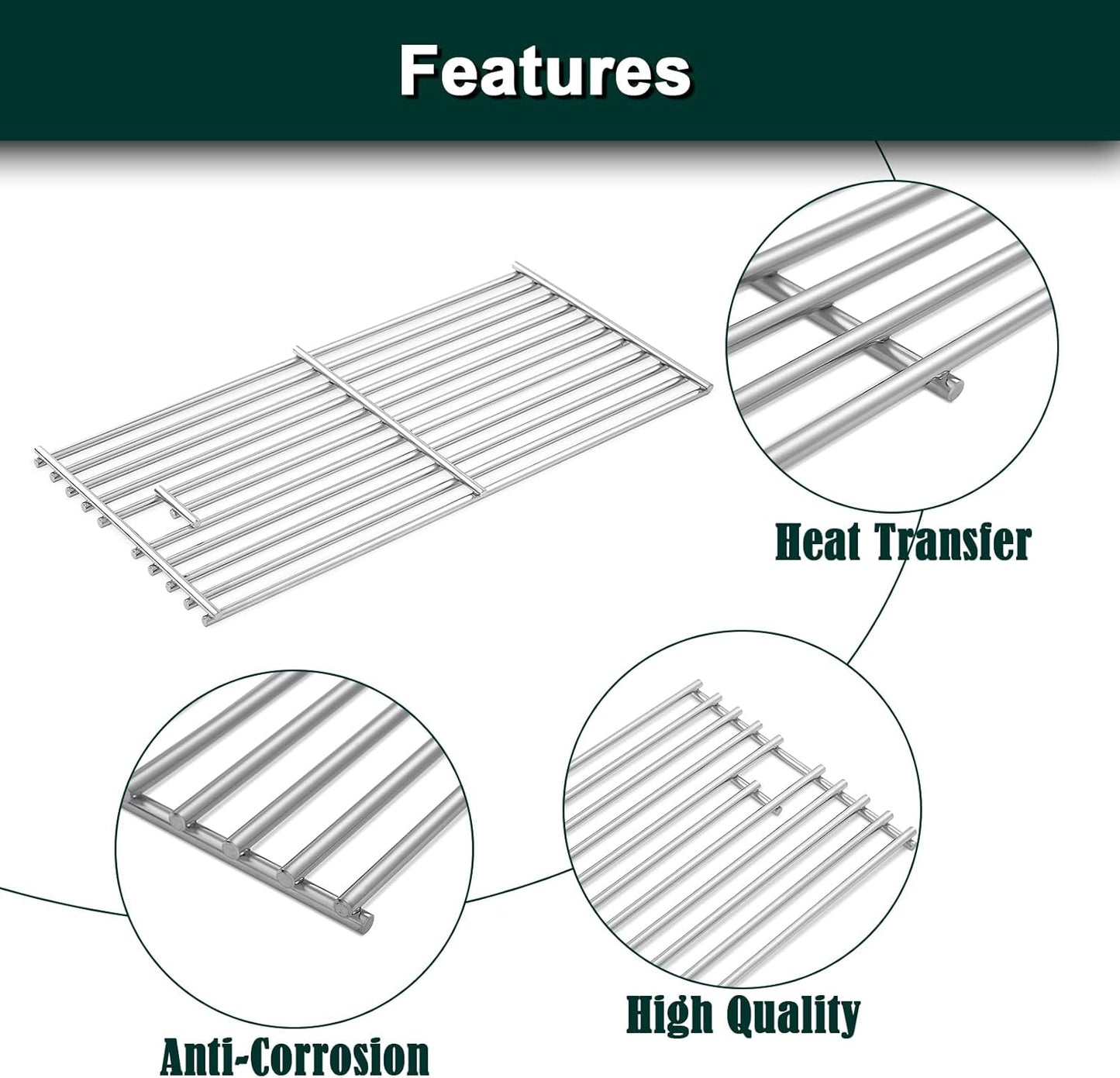 16517 Grill Grates Replacement Parts for Bull Grill Parts 5 Burner Brahma 30 Inch 57568 57569 57568CE 57569CE 57568AGA 57569AGA Lion Premuim L90000 40 Inch Stainless Steel Cooking Grate 5 Pcs