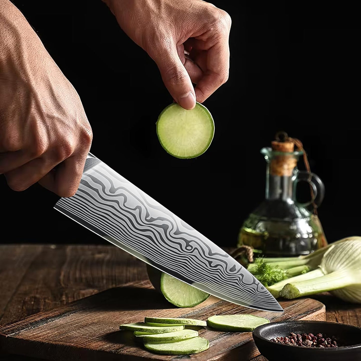 HOSHANHO 3 Pieces Knife Set, Professional High Carbon Powder Steel Kitchen Knife Set, Ultra Sharp Knives Set for Kitchen with Elegant Gift Box