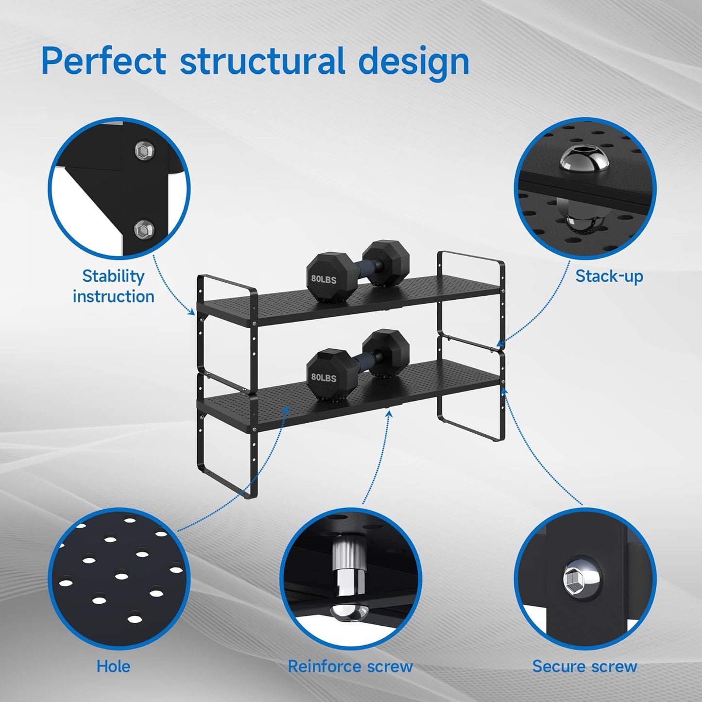 Expandable Cabinet Shelf Organizer Adjustable Metal Spice Rack Stackable Freestanding Counter Storage Shelves for Kitchen Cabinet Under Sink Office Desk (Black - 2Pack - L16.5-27'' * W8'' * H9.6'')