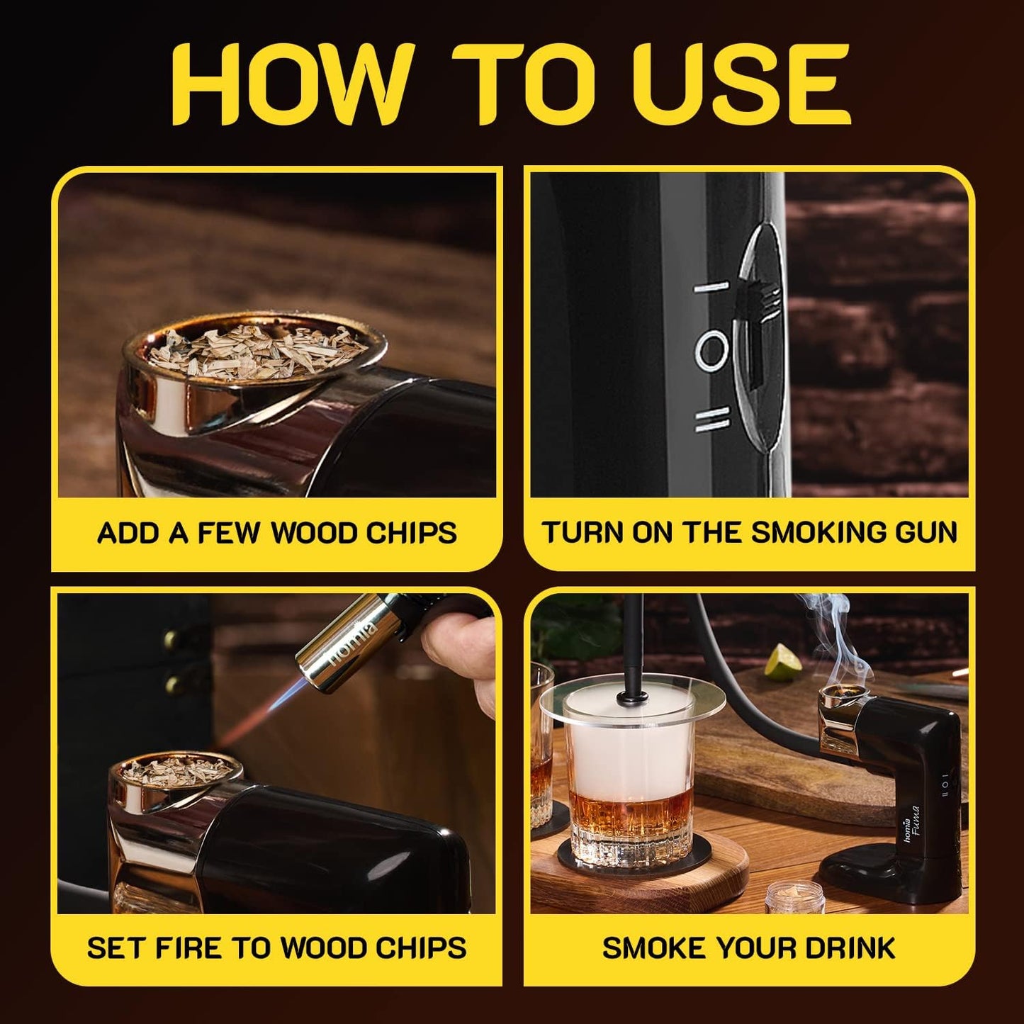 Cocktail Smoker Kit - Whiskey Smoker Kit - Smoke Infuser - Starter Kit, 12 PCS, Smoker Machine with Accessories and Wood Chips - Indoor Smoker - Gift for Men