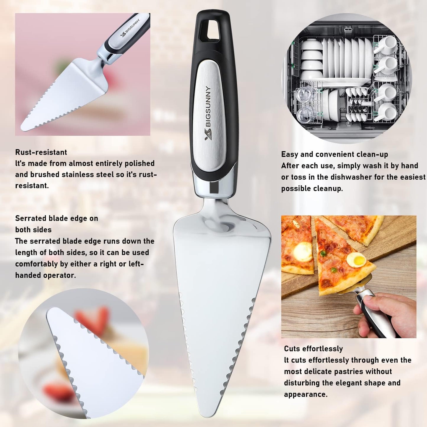 MSY BIGSUNNY Pie Server Cake Server Stainless Steel Pizza Server