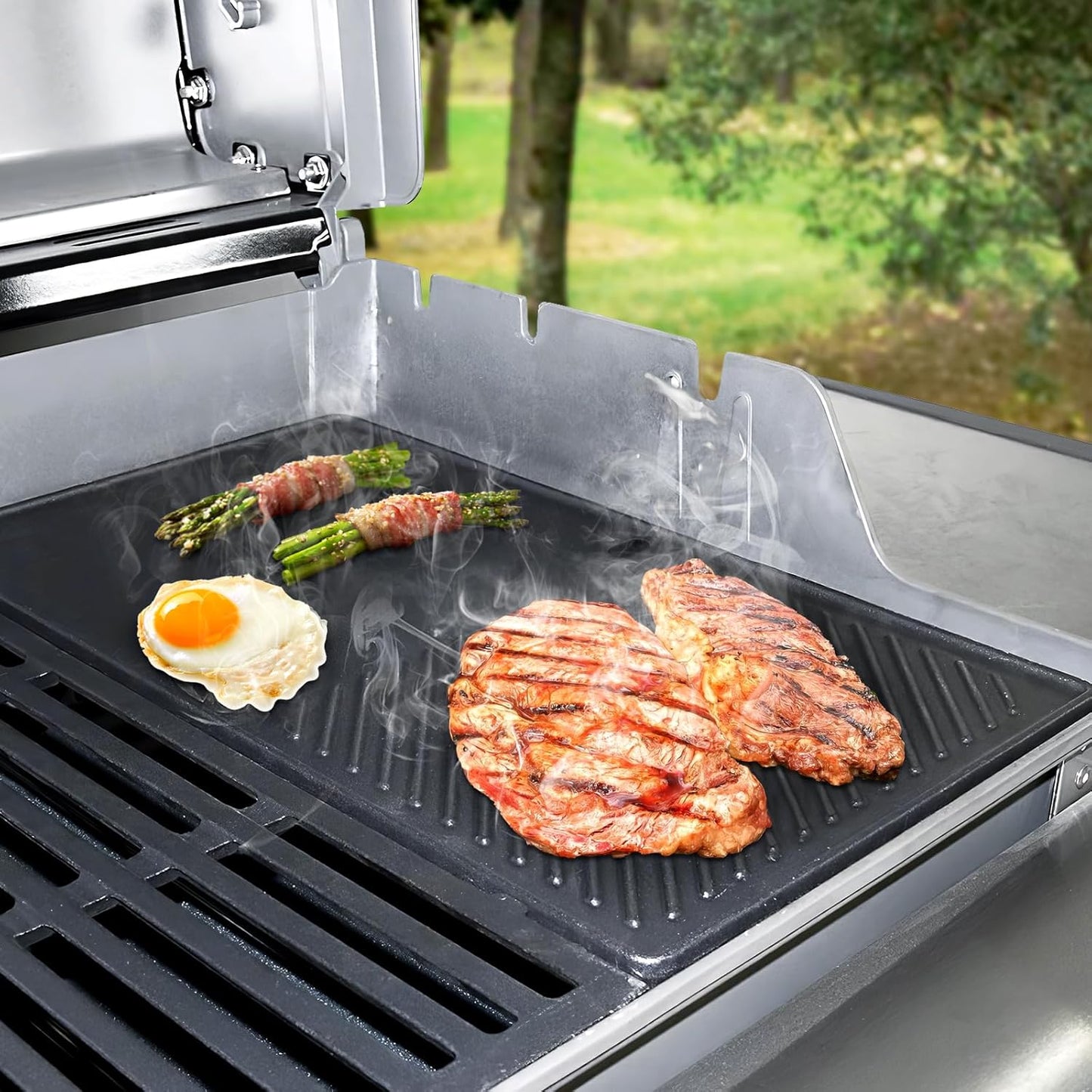 QuliMetal 7637 Reversible Cast Iron Grill Griddle for Weber Spirit E-210, Spirit 200, GS4 Spirit II 200 Series Grills (Front Control Knobs) β 17.5-Inch Grill Griddle Replacement, 1 Pack