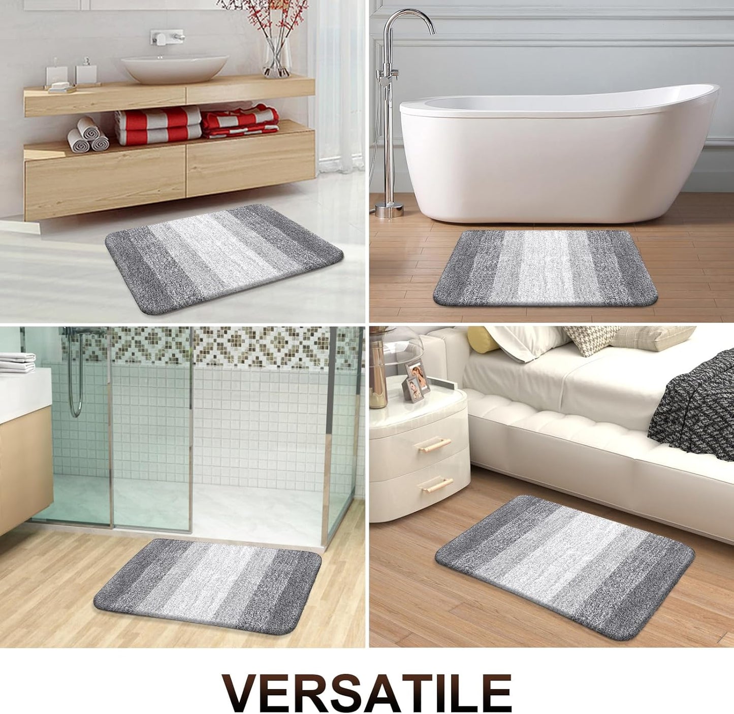 OLANLY Bathroom Runner Rugs 47x24, Extra Soft Absorbent Microfiber Bath Rugs, Rubber Backing, Quick Dry, Washable Bath Mats for Bathroom Floor, Tub and Shower, Home Decor Accessories, Light Grey