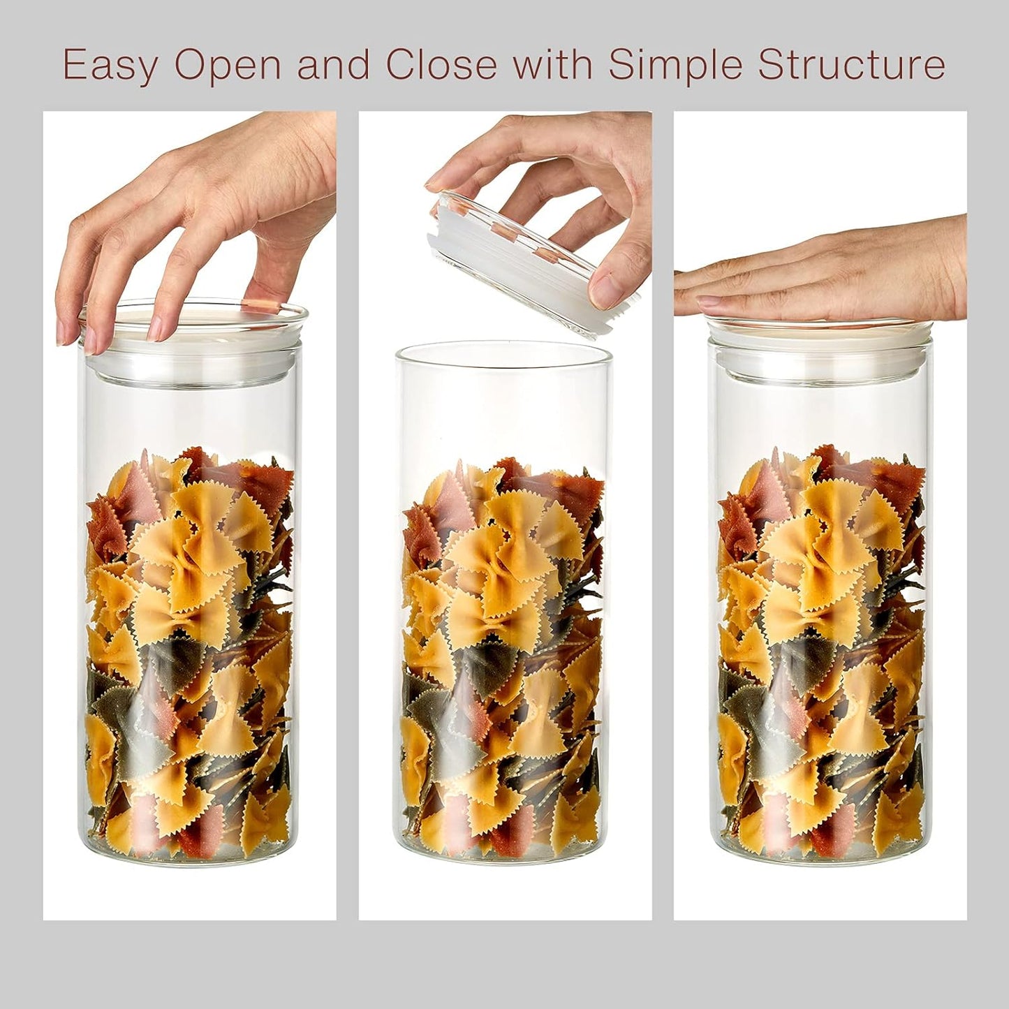 ZENS 27oz Glass Jars with Airtight Lid Set of 2, Clear Glass Storage Containers, Glass Kitchen Canisters with Airtight Lids, Coffee Jars for Brown Sugar, Pantry Organization