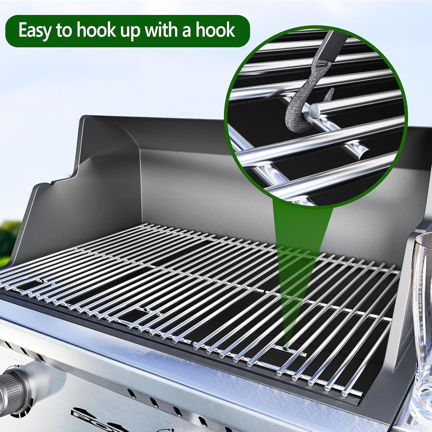 7637 Stainless Steel Cooking Grates for Weber Spirit I & II 200 Series Spirit E210 Spirit E220 Spirit S210, Spirit S220 with Front Control, 17.5 inch Grill Grates for Weber 7637 Gas Grills
