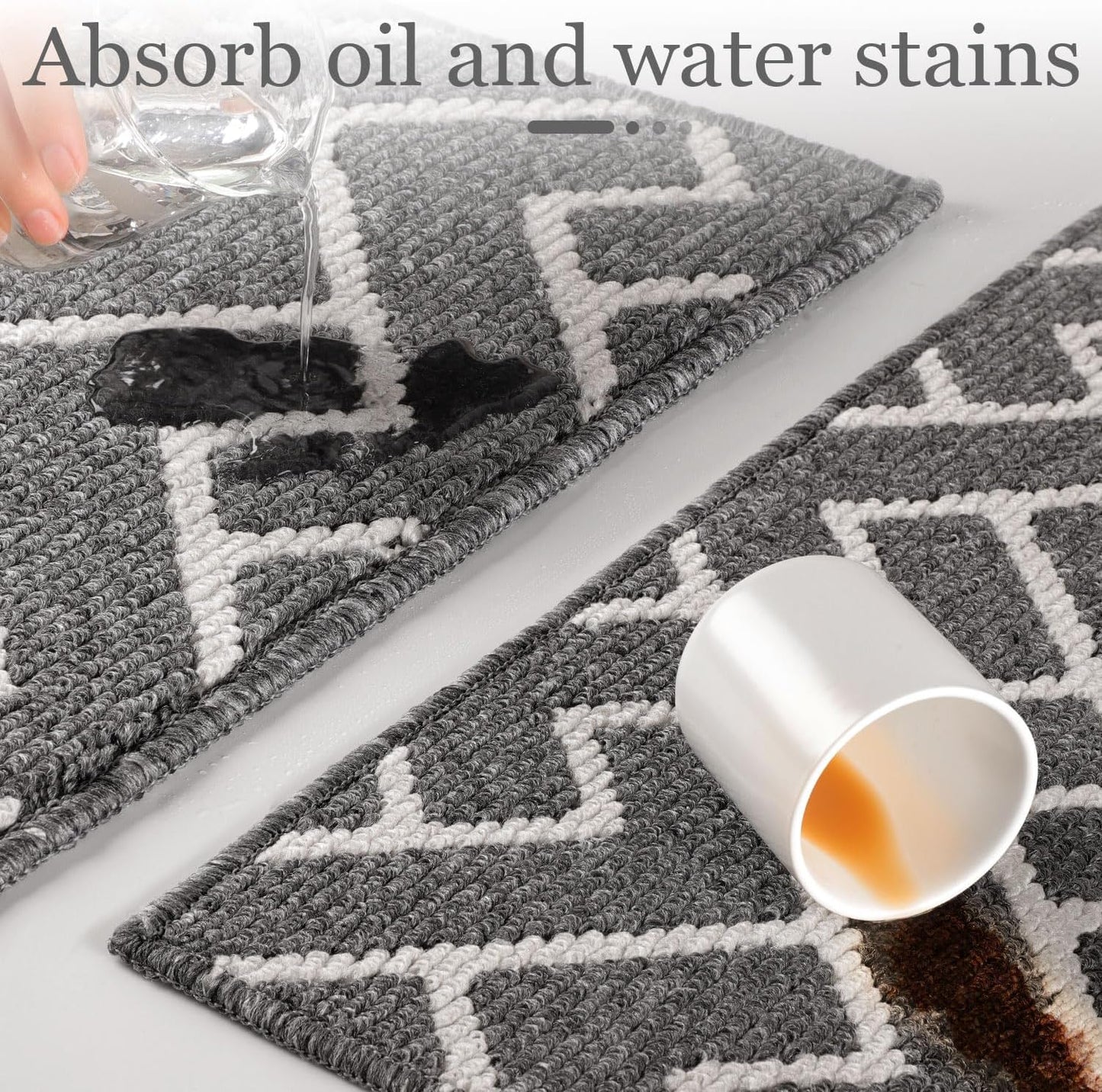 hicorfe Kitchen Rugs and Mats,Kitchen Mats for Floor,20"x31.5" Non Slip Runner Rug,Absorbent Resist Dirt Comfort Standing Mat Machine Washable for Entryway,Hallway,Front of Sink(Grey)