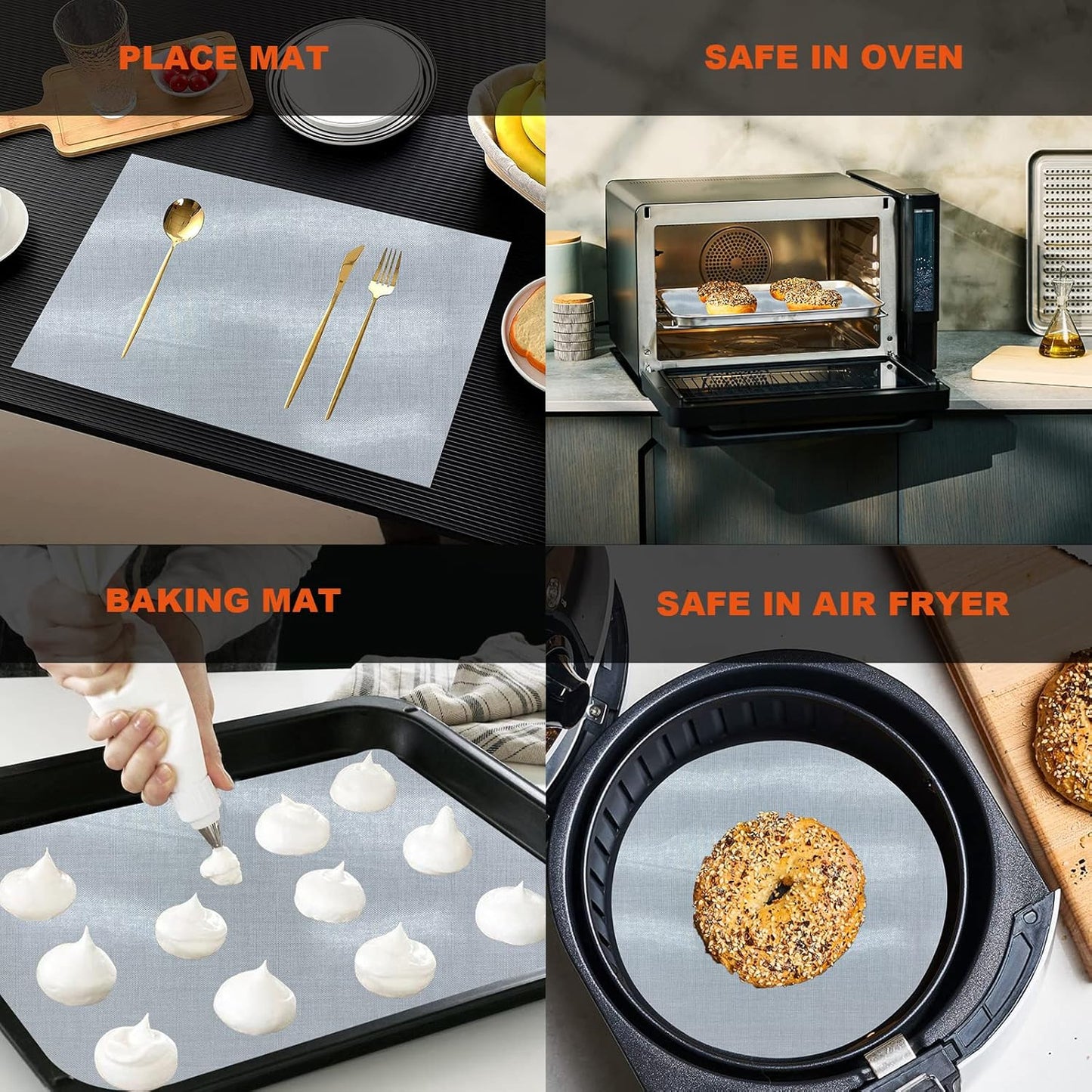 Silicone Baking Mat Roll, Cut to Size Silicone Mat, Non-slip Silicone Pastry Mat, Non-Stick Reusable Air Fryer Liner, Counter Mat, Oven Liner, Freeze Dryer Mat - 16IN x 8FT