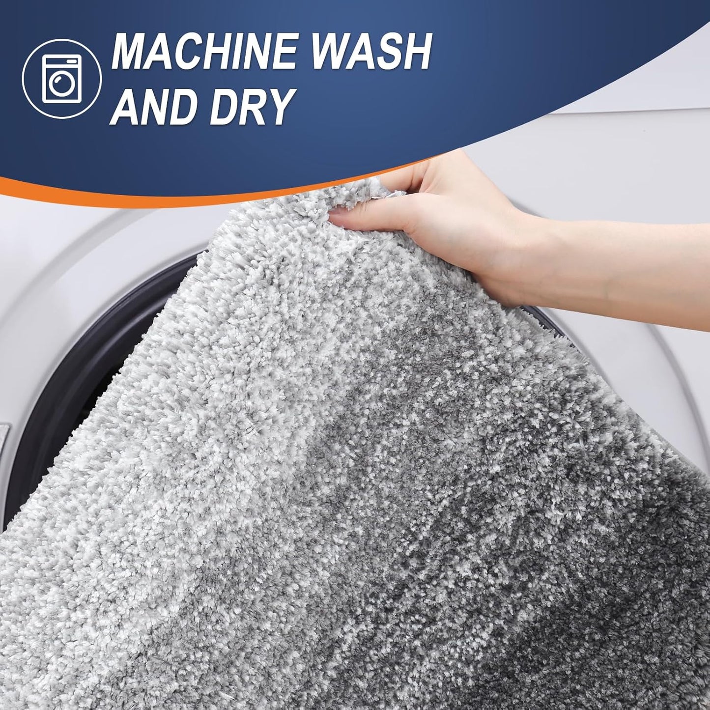 OLANLY Bathroom Rug Mat 59x24, Extra Soft and Absorbent Microfiber Bath Rugs, Non-Slip Plush Shaggy Bath Carpet Runner, Machine Wash Dry, Bath Mats for Bathroom Floor, Tub and Shower, Grey