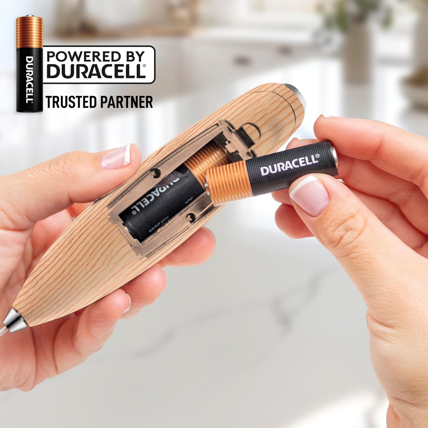 Zulay Kitchen Powerful Milk Frother Wand With 4 AA Duracell Batteries - Ultra Fast Handheld Drink Mixer - Electric Whisk Foam Maker for Coffee, Lattes, Cappuccino, Matcha & Creamer -