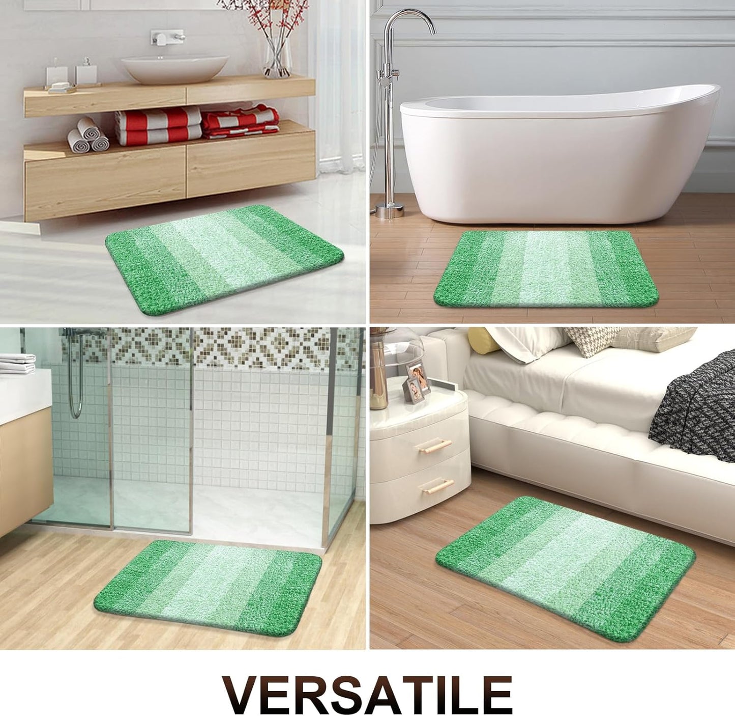 OLANLY Bathroom Runner Rugs 47x20, Extra Soft Absorbent Microfiber Bath Rugs, Rubber Backing, Quick Dry, Machine Washable Bath Mats for Bathroom Floor, Tub and Shower, Home Decor Accessories, Green