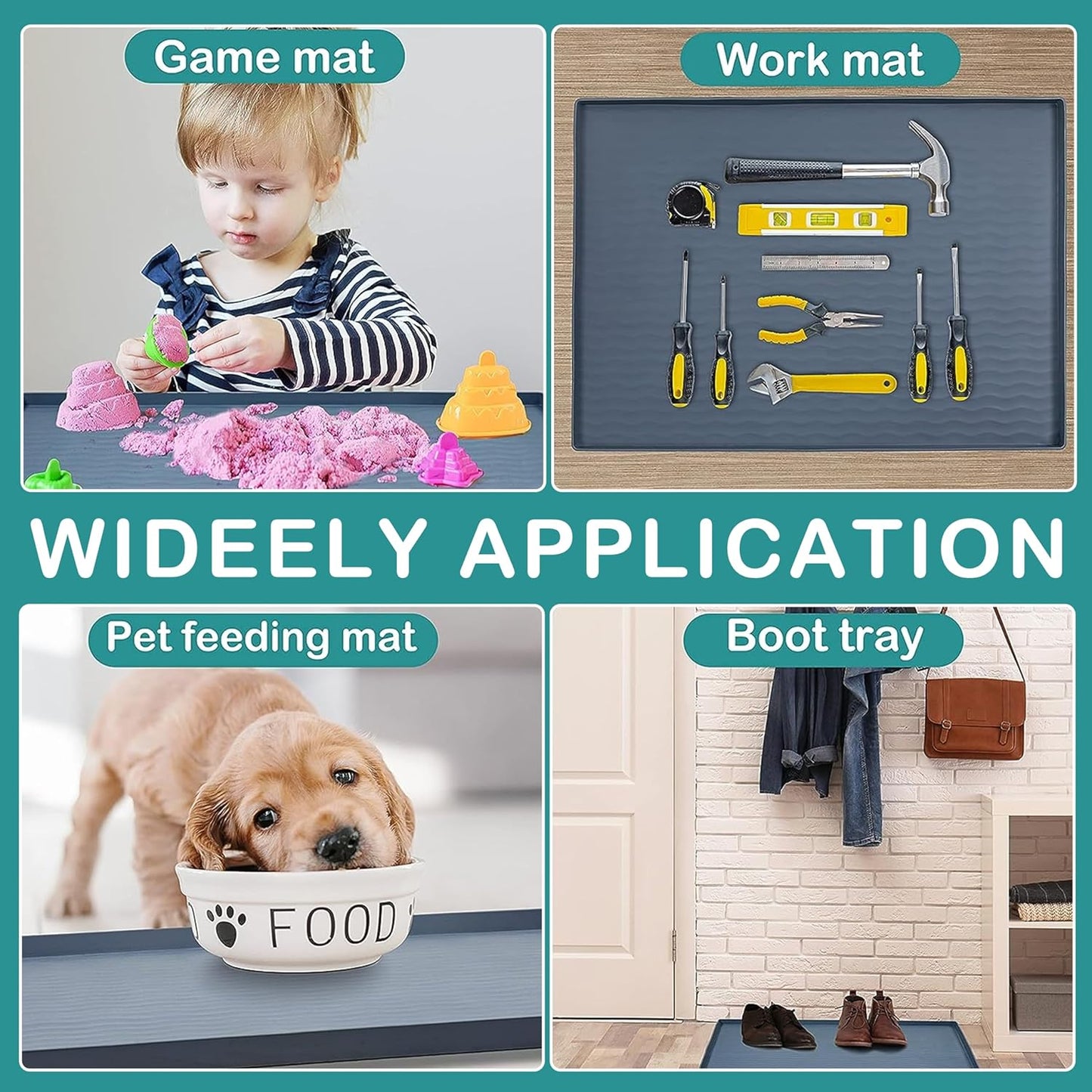 URMONA Waterproof Silicone Under Sink Mat 28'' x 19'' Shelf Liner for Kitchen and Bathroom, Cabinet and Counter Protector, Storage and Organizers, Litter Mat, Pet Cat Puppy Essentials(Cream)