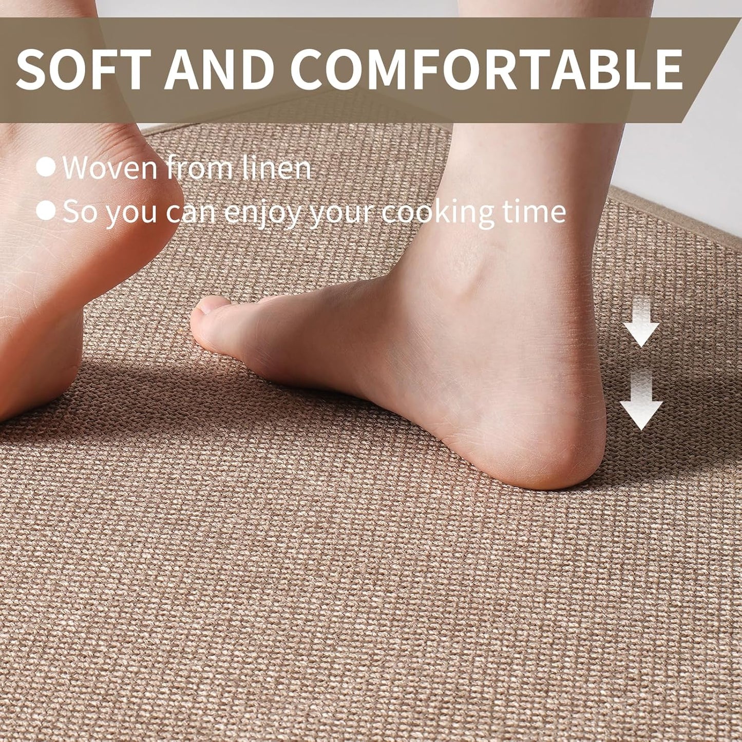Durable Non-Slip Kitchen Mats,Kitchen Mats in Front of Sink,Quick Drying Mat for Kitchen Counter, 17x59 Brown Water and Oil Absorbent Runner Rugs for Kitchen