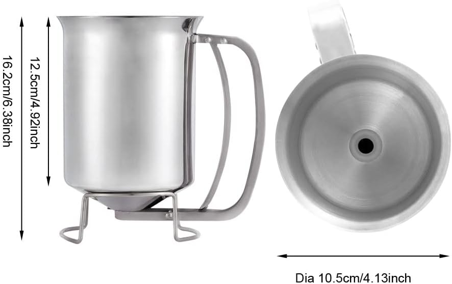 800ml Stainless Steel Pancake Batter Dispenser - Great for Baking,Cupcakes,Muffins-Cooking Crepes,Waffles- Easyflow Spout -Measuring Gauge in Mls and cups