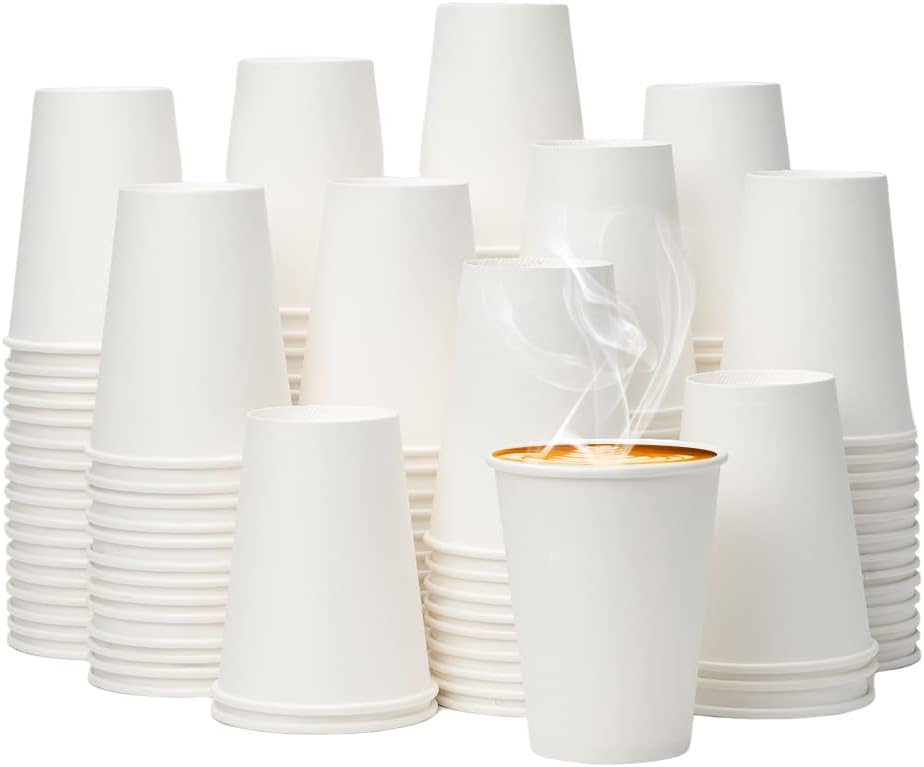YEEHAW 12 oz 500 Pack Disposable Paper Coffee Cups, Bulk White Hot to Go Cups for Hot Coffee, Hot Liquid, Chocolate, Juice, Hot Beverage Drinkings, Ideal for Cafes, Bistros, Office and Family