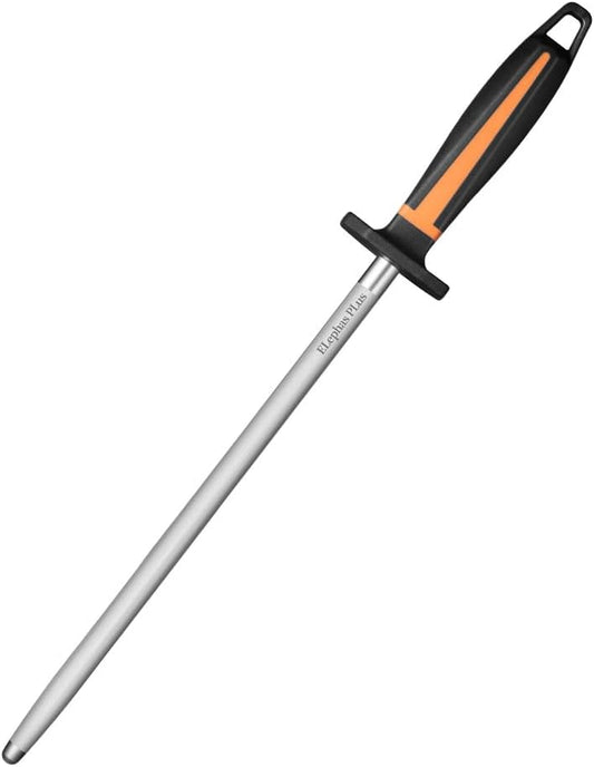 Selected High-Carbon Steel Honing Rod - Honing Steel Made of Hardened with Classic Simplicity Handle Sharpening Steel for Knife Sharpeners for Kitchen Knives (12IN)