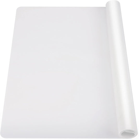 Ewen 35.6x23.5in 2mm Silicone Mats for Kitchen Counter, Thick Heat Resistant Silicone Mat, Extra Large Non-Stick Pastry Mat Glass Top Stove Cover Countertop Protector for Baking Coffee Bar Translucent