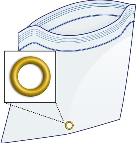 GPI - 5" x 7" Reclosable Zip Bags with Bottom Hang-hole & Pre-inserted 12" Twist-tie. 4 Mil Heavy-duty Resealable Zipper Baggy with Grommet/Metal Eyelet for Hanging (Insert Size 4.5x5.5) 100 Pack