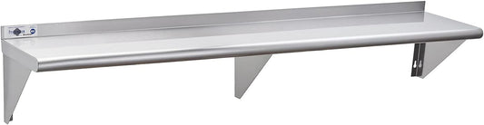 Profeeshaw NSF Stainless Steel Shelf 12” x 72”, 345 lb Commercial Shelves Wall Mounted Metal Shelving with Backsplash and 2 Brackets for Restaurant, Bar, Utility Room, Kitchen and Garage