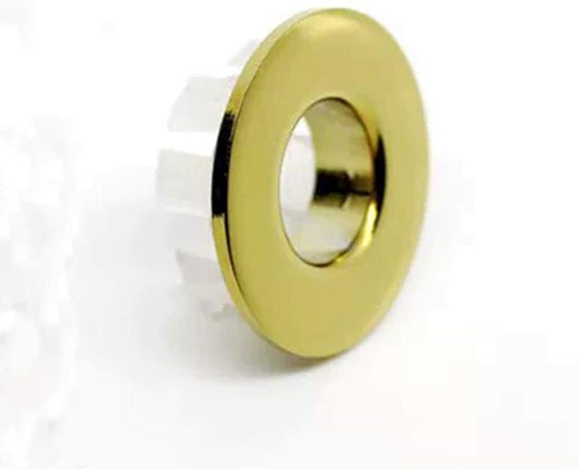 Sink Basin Trim Overflow Cover Brass Insert in Hole Round Caps Gold