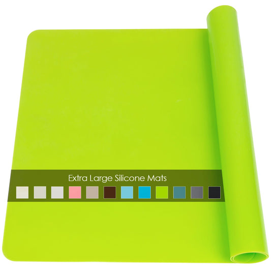 Extra Large Silicone Table Mat, Silicone Mat for Crafts Kids Dinner Placemat Desk Countertop Waterproof Protector Heat Insulation Kitchen Pastry Rolling Dough Pad Tool, Green (23.6x15.7 inches)