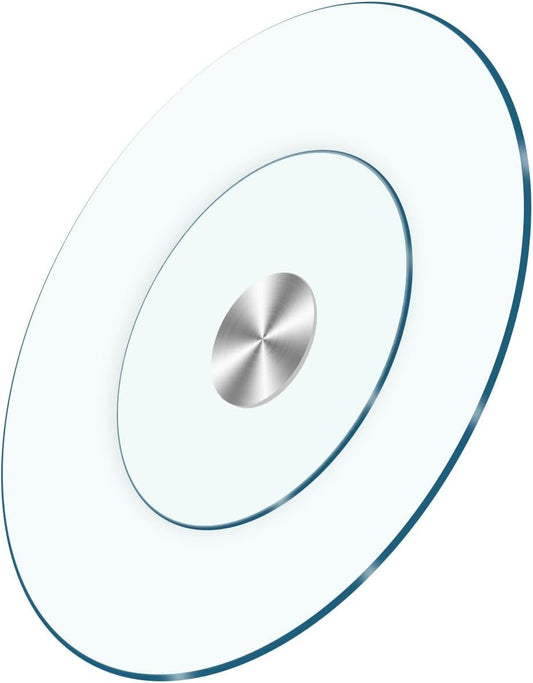 40" Heavy-Duty Lazy Susan Turntable - 1/3" Extra-Thick Tempered Glass - Silent 360° Spin for Dining Table & Kitchen