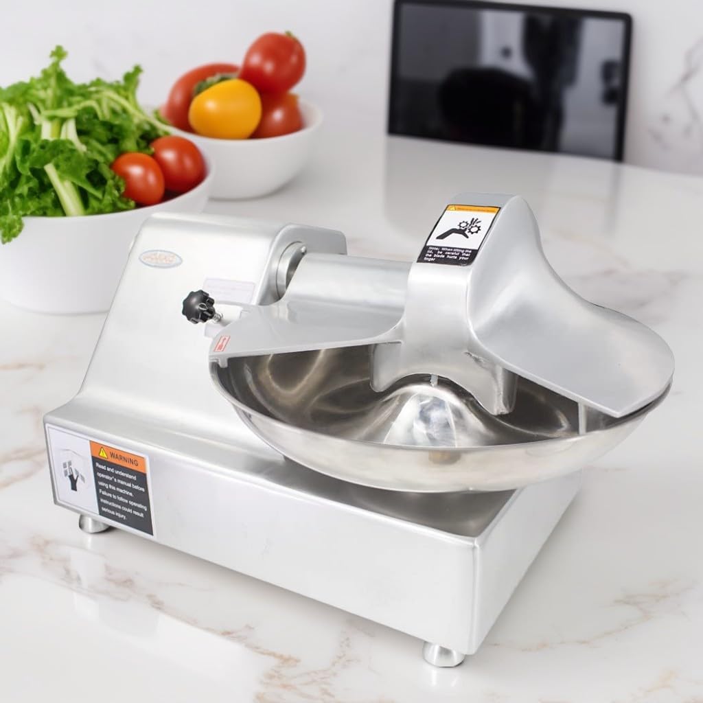 Hakka Commercial 5.5 L Multifunction 15in Meat Bowl Cutter Mixer and Buffalo Chopper Food Processor Heavy Duty Food Mixing Meat Grindering Meat Chopping Machine