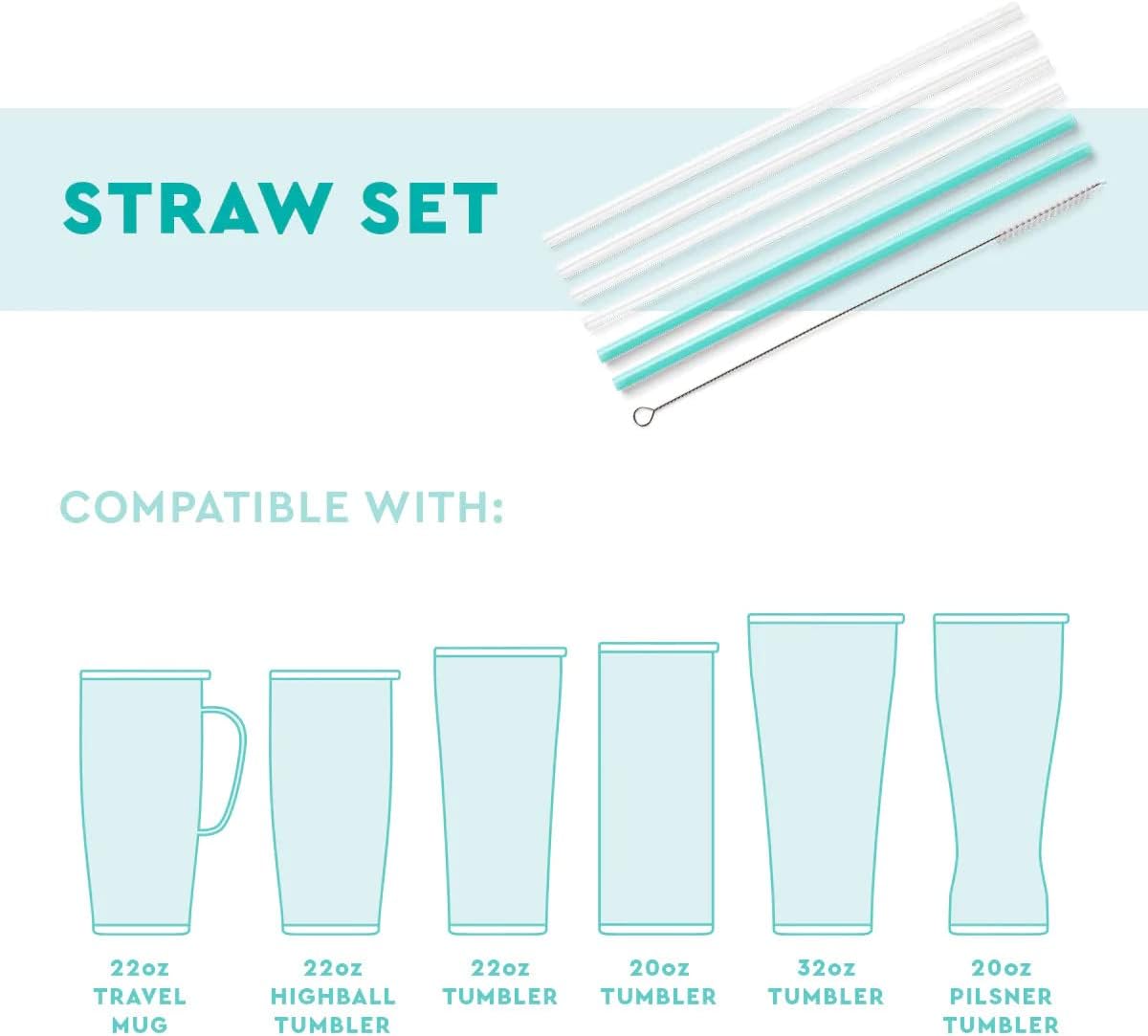 Swig Life Reusable Straws Stars & Stripes + Red Tall Straw Set & Cleaning Brush, Each Straw is 10.25 inch Long (Fits Swig Life 20oz Tumblers, 22oz, and 32oz Tumblers)