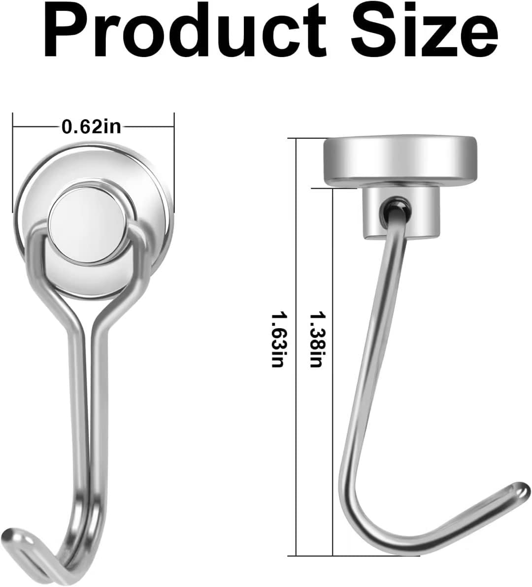 E BAVITE Swivel Swing Magnetic Hook New Upgraded, 30LB（20pack） Refrigerator Magnetic Hooks,Strong Neodymium Magnet Hook, Perfect for Refrigerator and Other Magnetic Surfaces, 60mm(2.36In) in Length