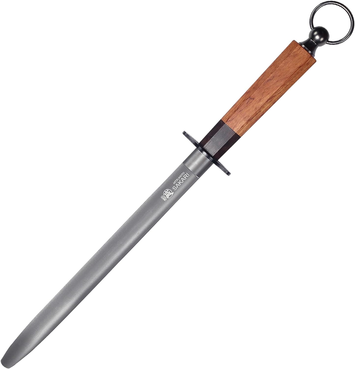 MITSUMOTO SAKARI 10 Inch Flat Honing Rod, Japanese High Carbon Honing Steel (Sourwood Handle)