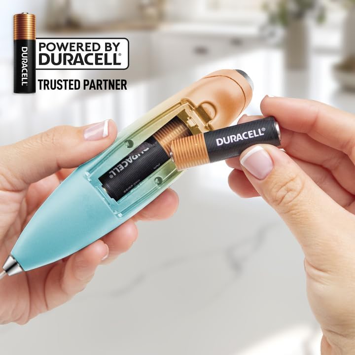 Zulay Kitchen Powerful Milk Frother Wand With 4 AA Duracell Batteries - Ultra Fast Handheld Drink Mixer - Electric Whisk Foam Maker for Coffee, Lattes, Cappuccino, Matcha & Creamer -
