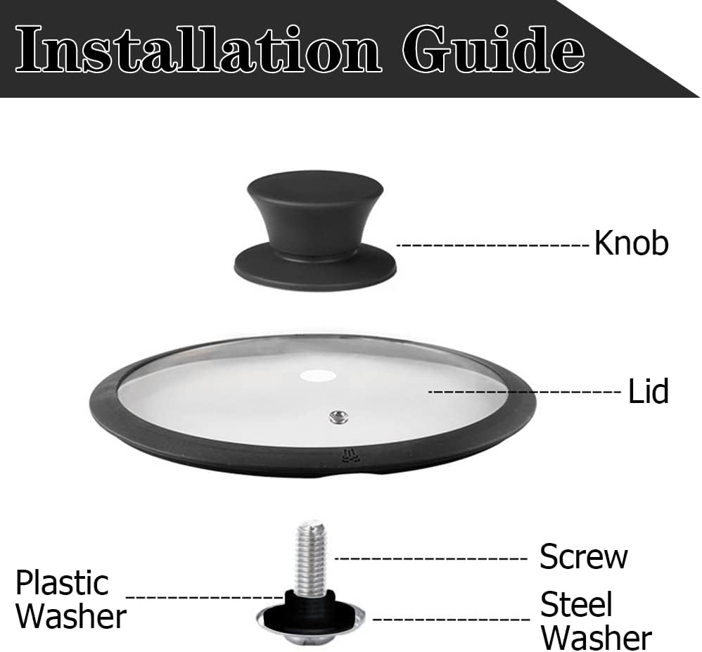 JoyTube Universal Pot Pan Lids Replacement Knob, Silicone Heat Resistant Pan Cover Holding Handles BPA Free Dishwasher Safe Fits Skillets and Kitchen Cookware (Pack of Two-Black)