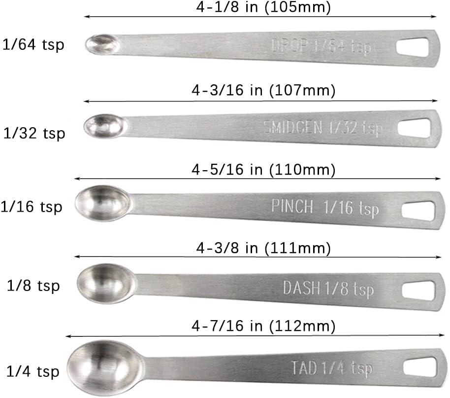 4Pack Mini Measuring Spoons Set, Heavy Duty Stainless Steel Teaspoon for Cooking and Baking, Suitable for Small Amount of Dry or Liquid Ingredients and Spices