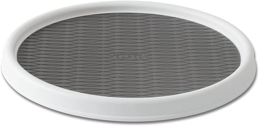Copco Basics Non-Skid Pantry Cabinet Lazy Susan Turntable, 12-Inch, White/Gray, 1 Count (Pack of 1)