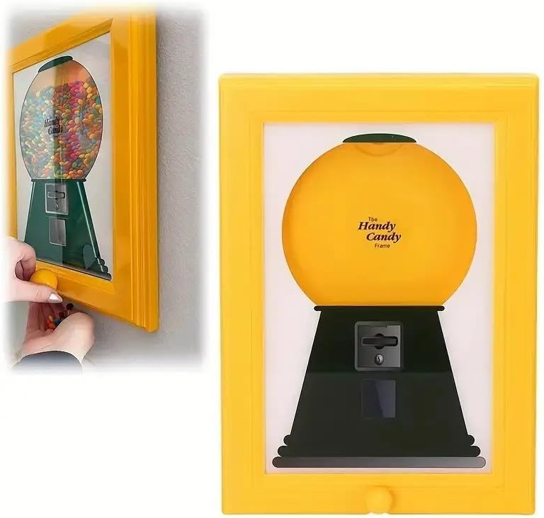 Candy Dispenser Picture Frame, Handy Candy Frame Dispenser,Hanging Machine Art For Candies, Nuts, Dog & Cat Treats, Suitable for Holiday Gifts (Blue)
