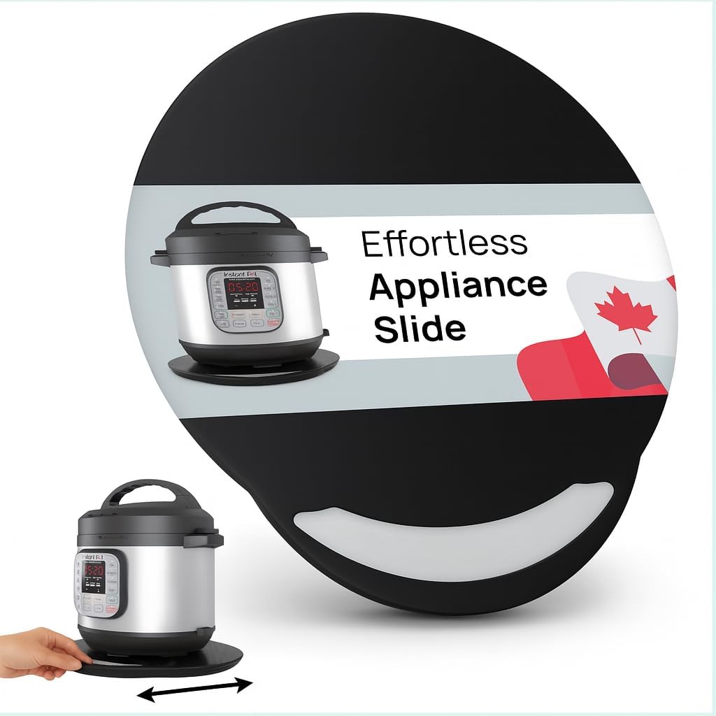 Ibyx Elegant Round Sliding Tray for Your Pressure Cooker, Air Fryer & Heavy Kitchen Appliances - Sturdy, Slides Easily from Under The Cabinet (Black, 13”)