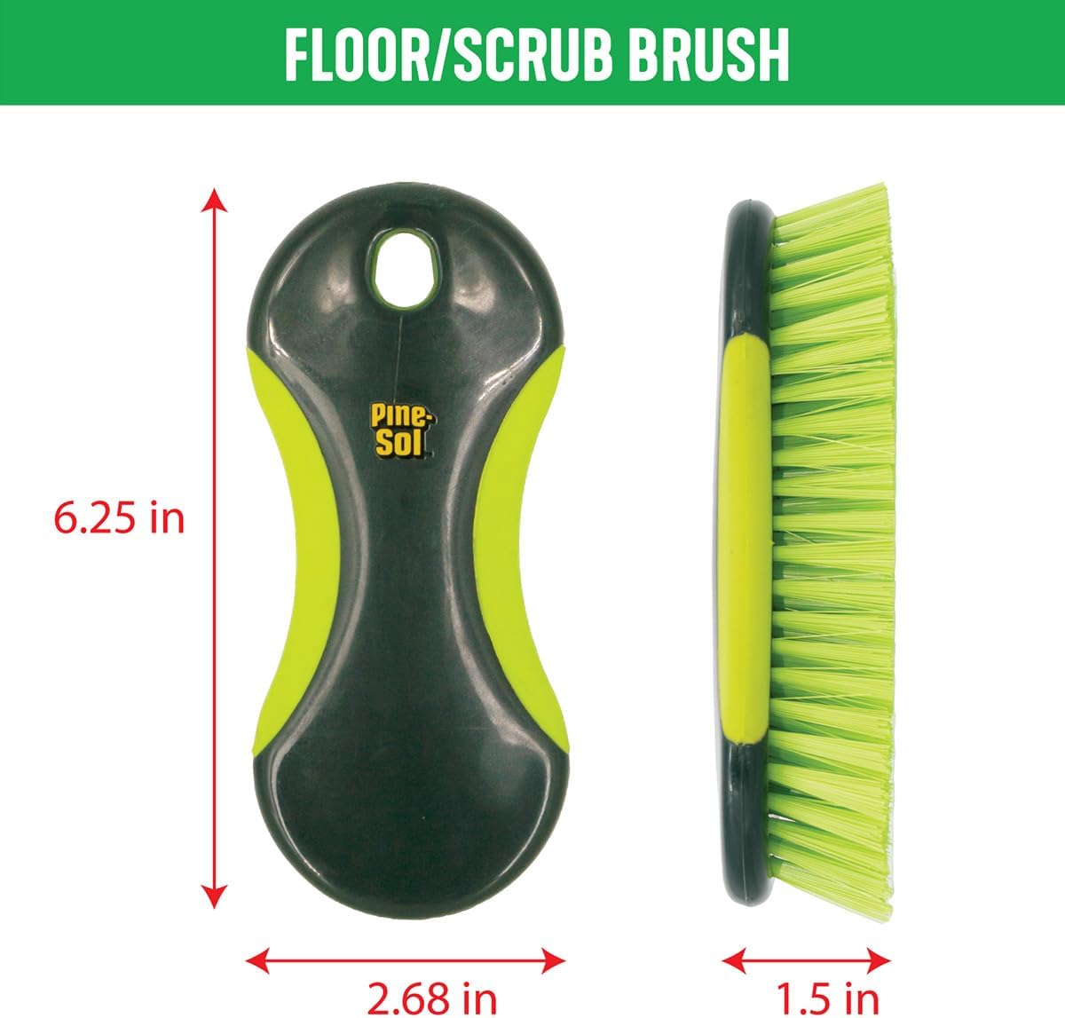 Pine-Sol Scrub Brush Set - Long Handle Cleaning Brushes with Heavy Duty Bristles and Comfort Grip - Scrubbers for Kitchen, Household, and Dishwashing, 5 Pieces