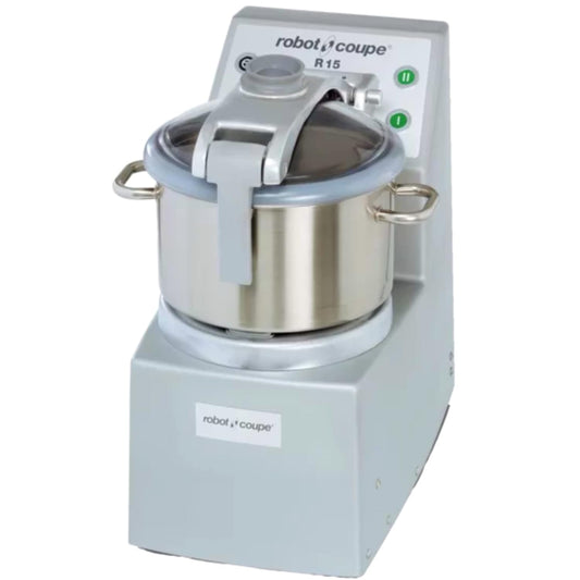 Robot Coupe R15U 2-Speed Vertical Cutter Mixer Food Processor with 15-Quart Stainless Steel Bowl and 4-Quart Mini Stainless Steel Bowl, 208-240v/3ph