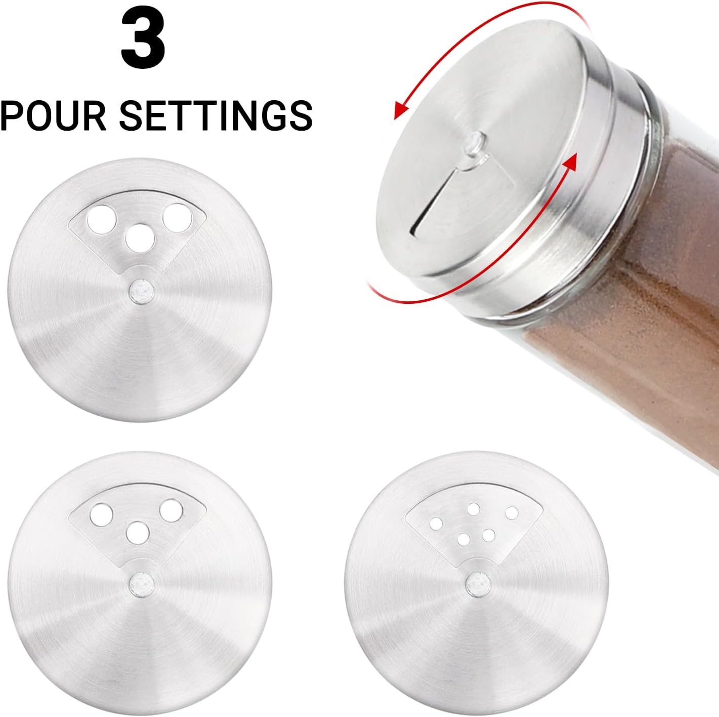Segarty Spice Jars, 6 Pack 3 oz Spice Bottles with Shaker Lids, Glass Empty Storage Containers with Adjustable Stainless Steel Flow Top for Your Regularly Used Spices