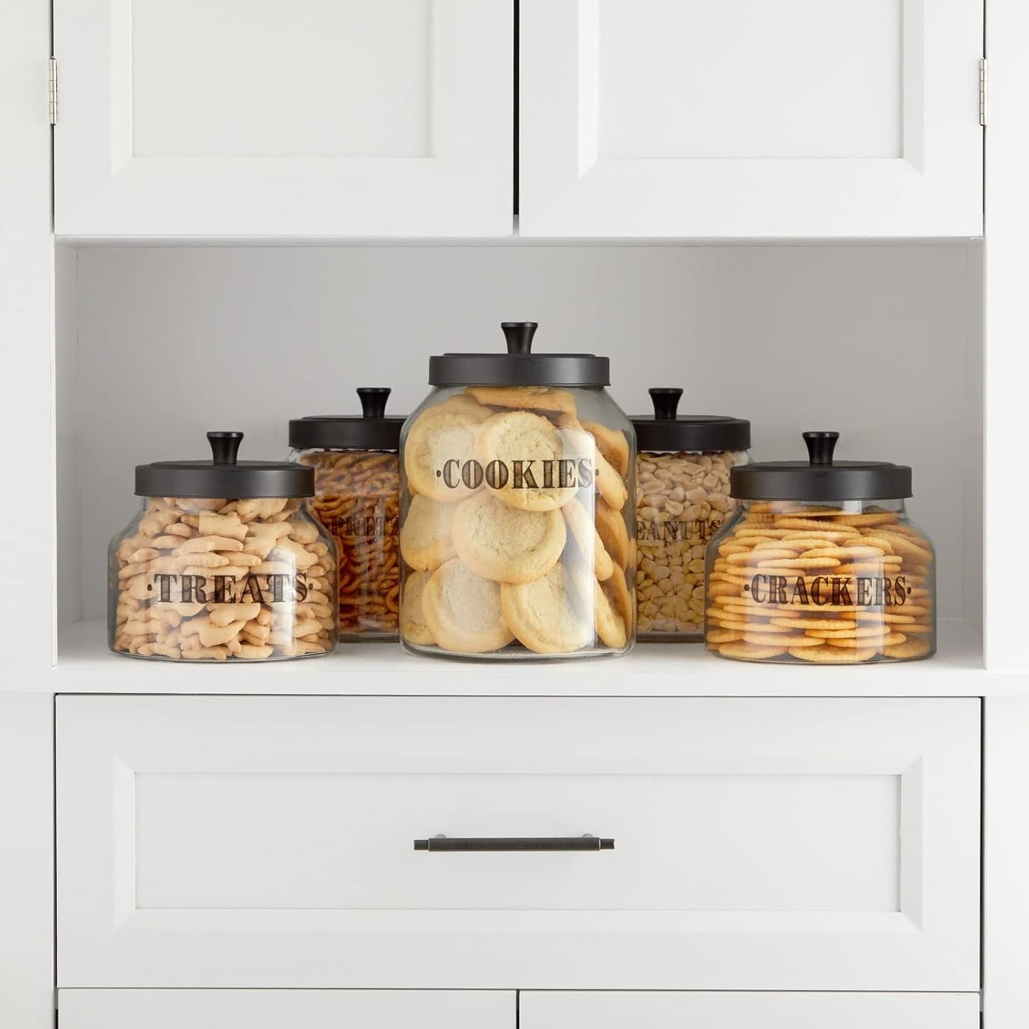 Talented Kitchen 154 Pantry Labels for Food Containers - Assorted Sizes & Black Bold Text on Clear Waterproof Vinyl - Preprinted Vintage Kitchen Labels & Farmhouse Style Pantry Organization