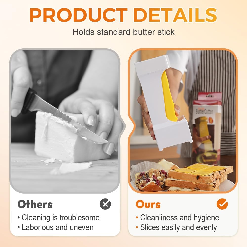 Butter Cutter, One-Click Butter Cutter,2025 NEW Single-Stick Butter Cutter, Butter Dispenser with Stainless Steel Blade and Storage Case for Quickly Making Bread, Cakes, Breakfast (2PCS)