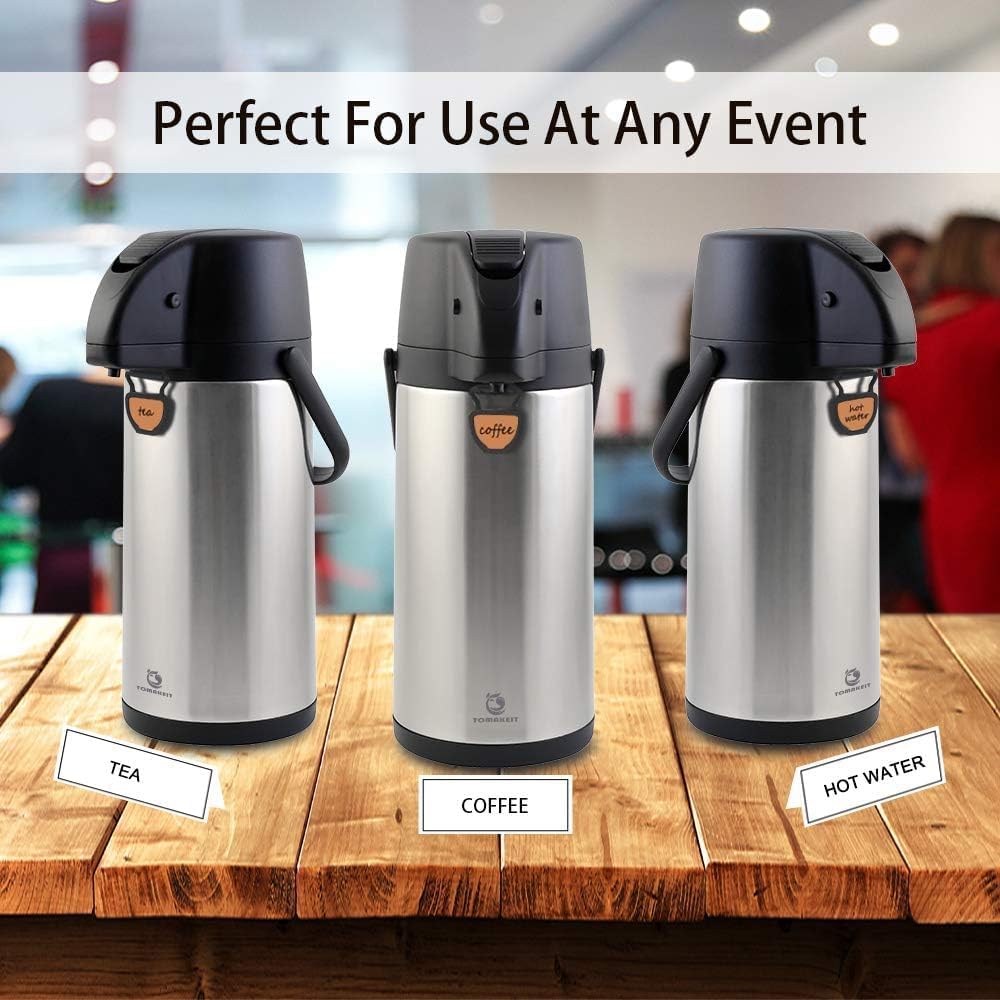 Airpot Coffee Dispenser Thermal with Pump,2.2L/74 Oz Insulated Stainless Steel Large Airpot Coffee Carafe Lever Action for Hot/Cold Water,Thermal Carafes for Hot Cocoa for Parties